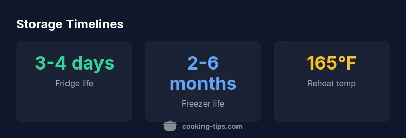 Infographic showing safe storage timelines for boiled leftovers