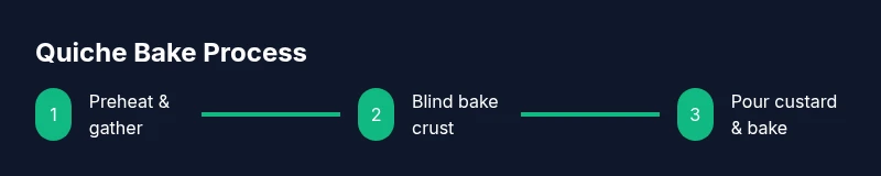 Process steps for baking quiche at the right temperature