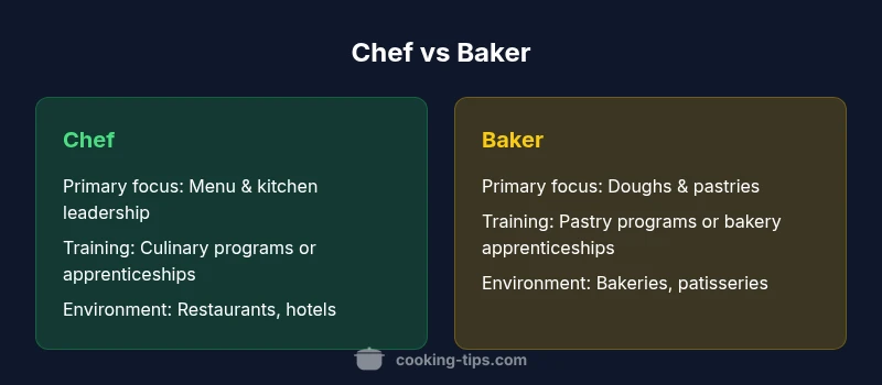 Comparison of chef vs baker roles showing focus areas