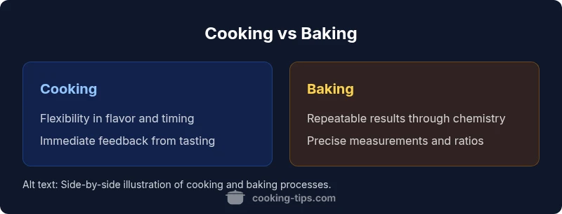 Infographic comparing cooking vs baking outcomes