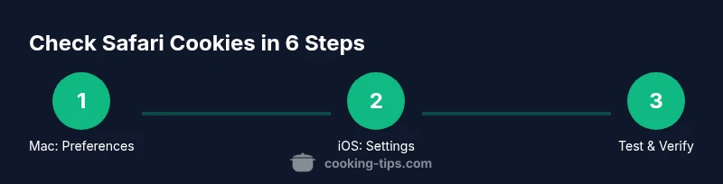 Infographic showing a 3-step process to check Safari cookies