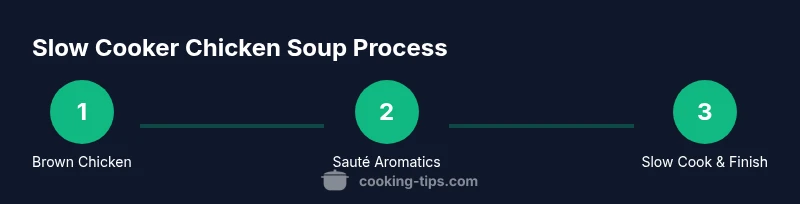 Tailwind infographic showing three-step process for slow cooker chicken soup