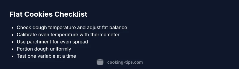 Checklist showing factors that affect cookie flattening