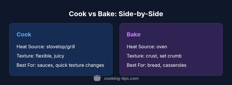 Illustration comparing cook vs bake methods