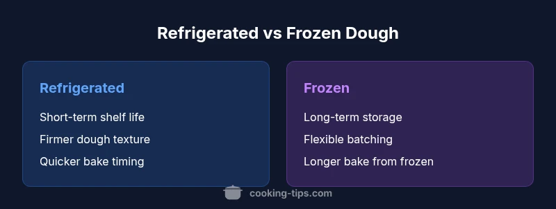 Infographic comparing refrigerated vs frozen cookie dough storage