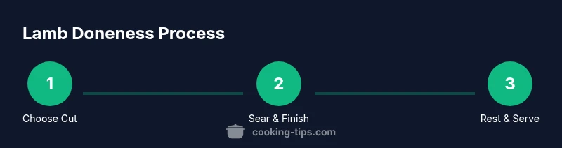Process infographic showing lamb doneness steps