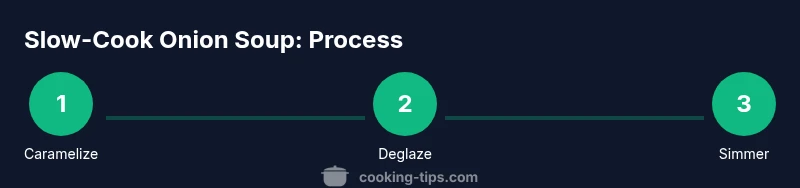Process flow for making slow-cook onion soup