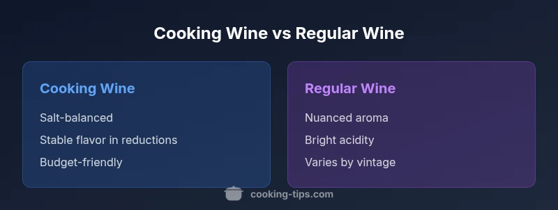 Infographic comparing cooking wine and regular wine in culinary use