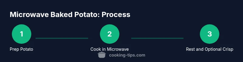 Process infographic showing washing, microwaving, resting, and optional crisping