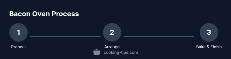 Process infographic showing steps to bake bacon in the oven