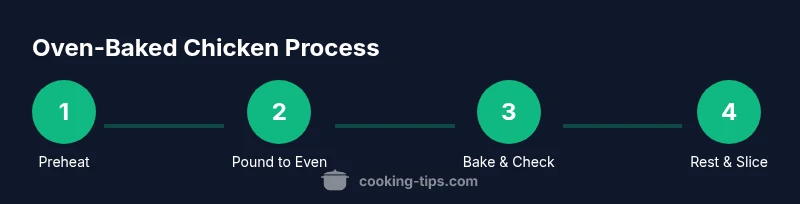 Process diagram for oven-baked chicken breast cooking steps